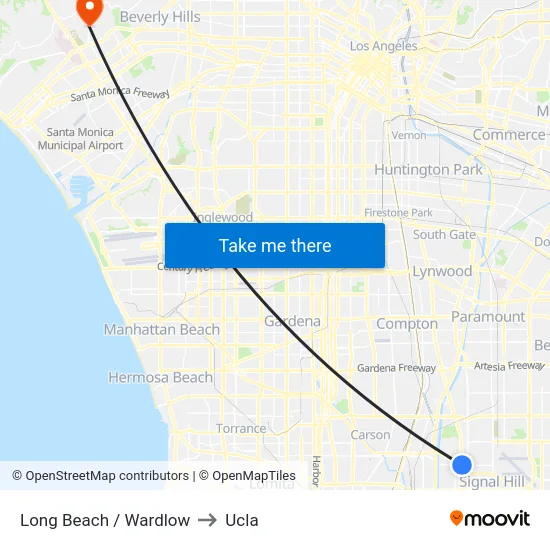 Long Beach / Wardlow to Ucla map