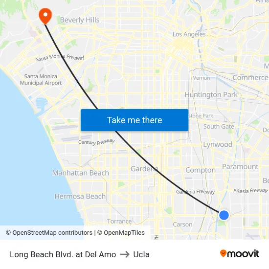Long Beach Blvd. at Del Amo to Ucla map