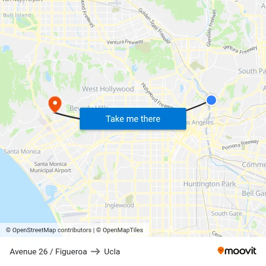 Avenue 26 / Figueroa to Ucla map
