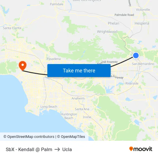 SbX - Kendall @ Palm to Ucla map