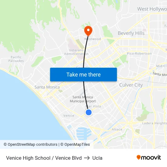 Venice High School / Venice Blvd to Ucla map