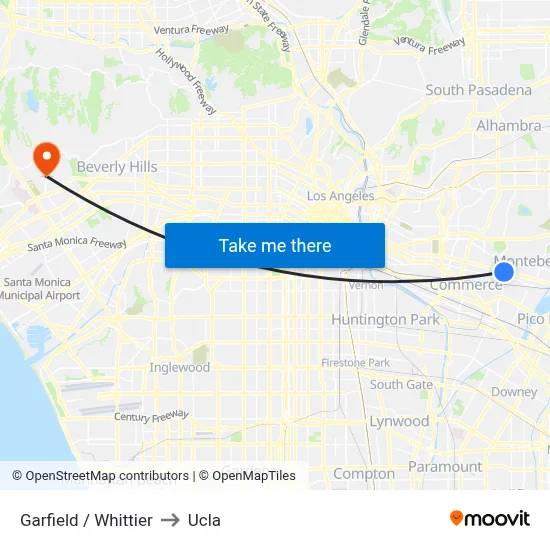 Garfield / Whittier to Ucla map