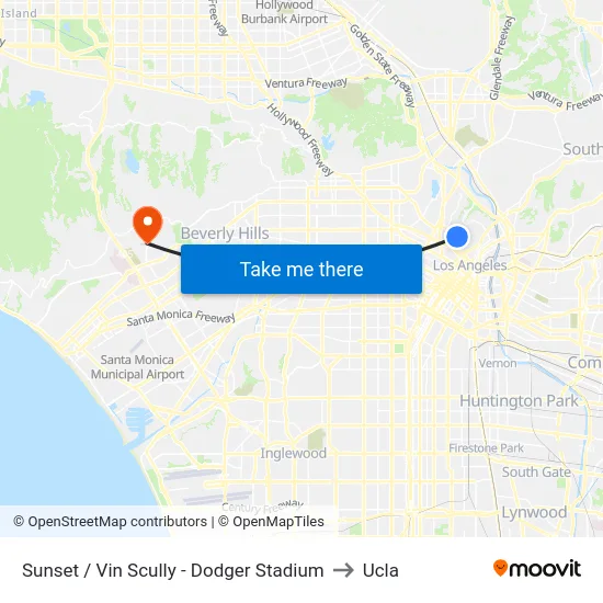 Sunset / Vin Scully - Dodger Stadium to Ucla map