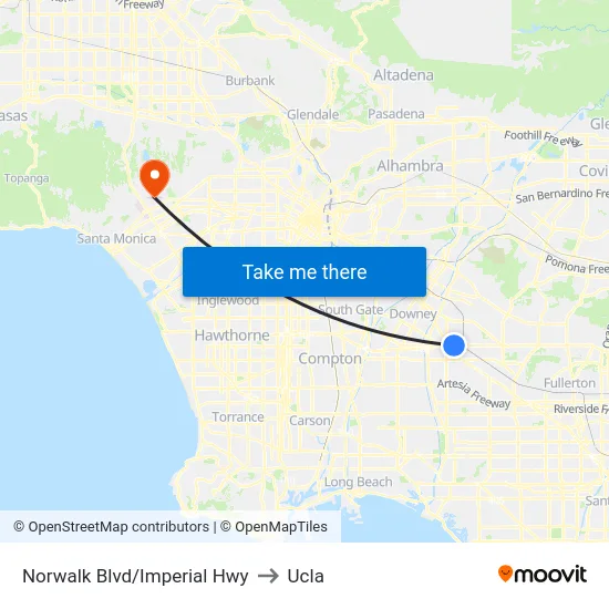 Norwalk Blvd/Imperial Hwy to Ucla map