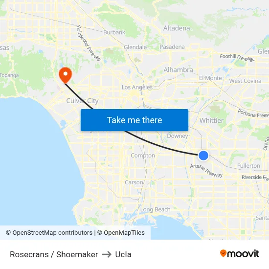 Rosecrans / Shoemaker to Ucla map