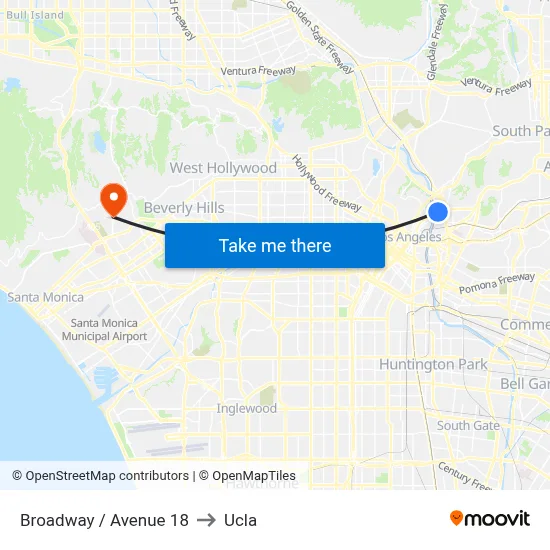 Broadway / Avenue 18 to Ucla map