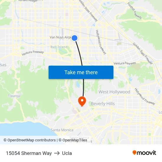 15054 Sherman Way to Ucla map