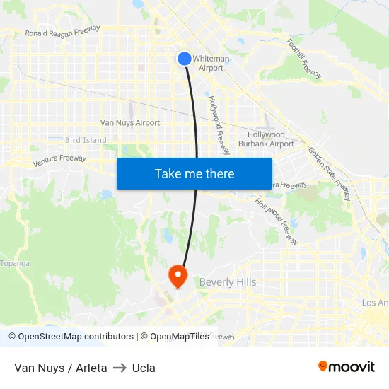 Van Nuys / Arleta to Ucla map