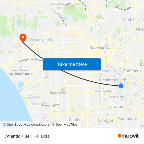 Atlantic / Bell to Ucla map