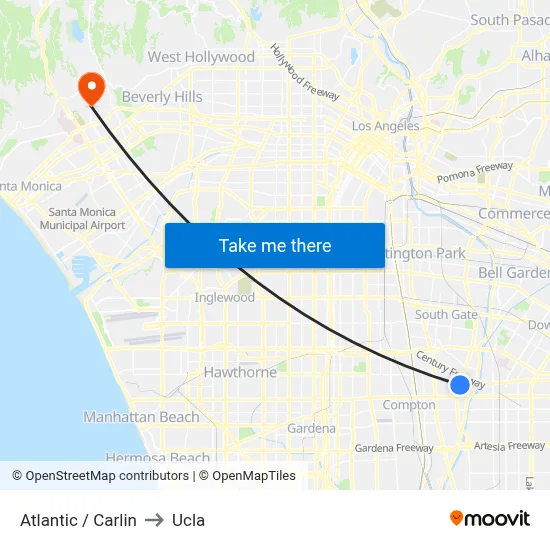 Atlantic / Carlin to Ucla map