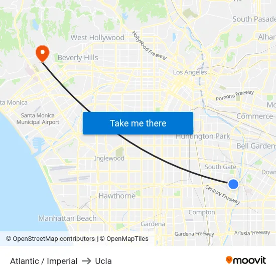 Atlantic / Imperial to Ucla map