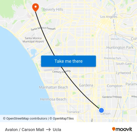 Avalon / Carson Mall to Ucla map