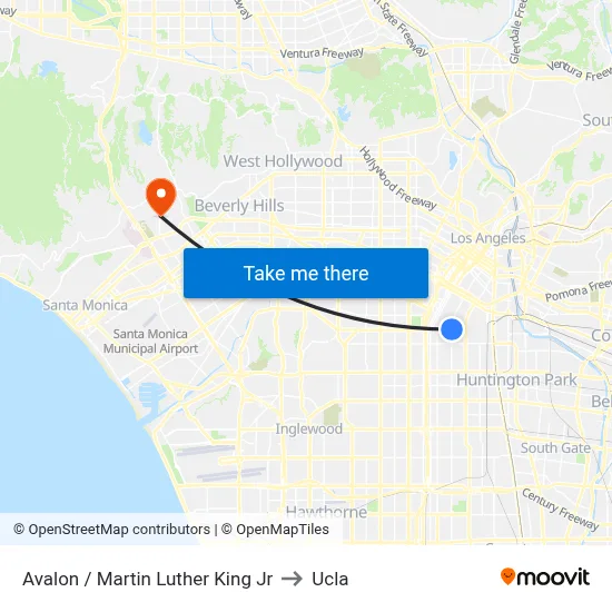 Avalon / Martin Luther King Jr to Ucla map