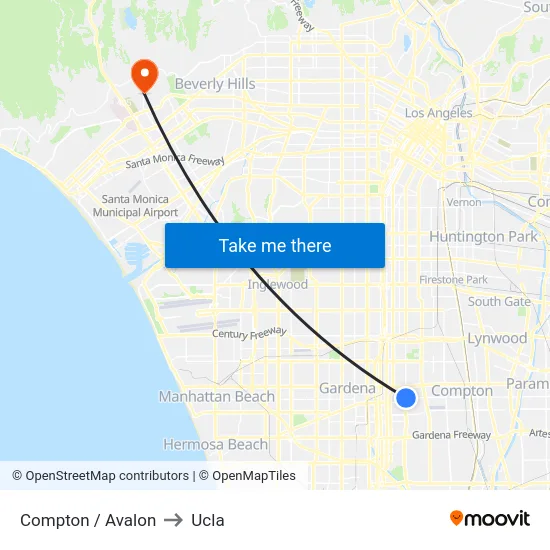 Compton / Avalon to Ucla map
