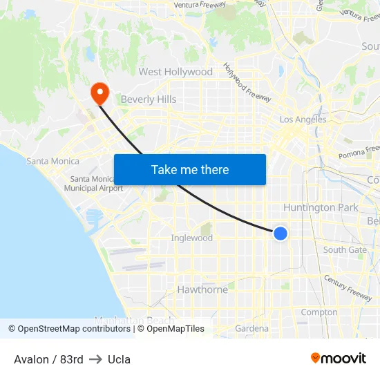 Avalon / 83rd to Ucla map
