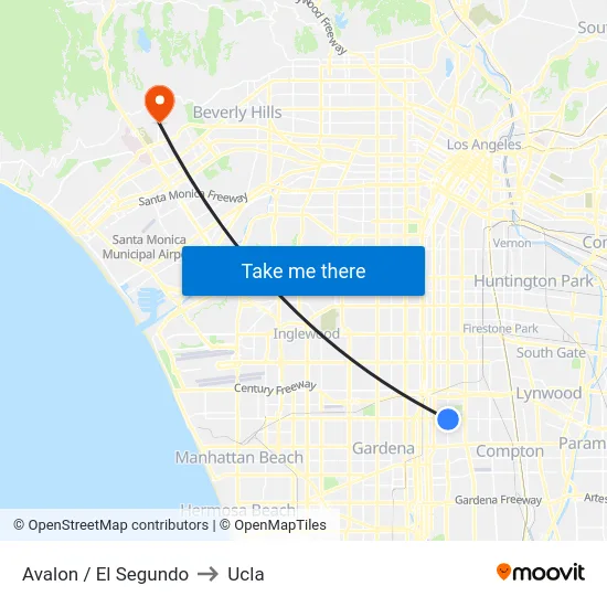 Avalon / El Segundo to Ucla map