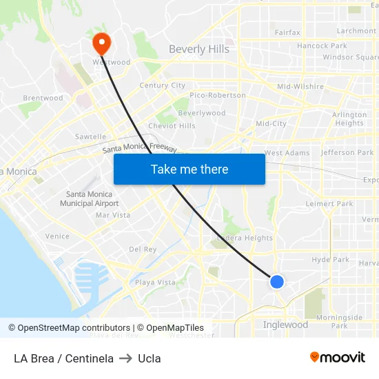 LA Brea / Centinela to Ucla map