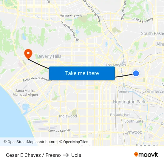 Cesar E Chavez / Fresno to Ucla map