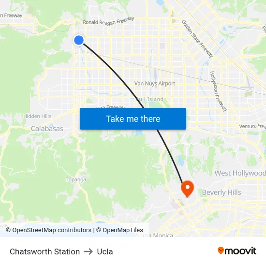 Chatsworth Station to Ucla map