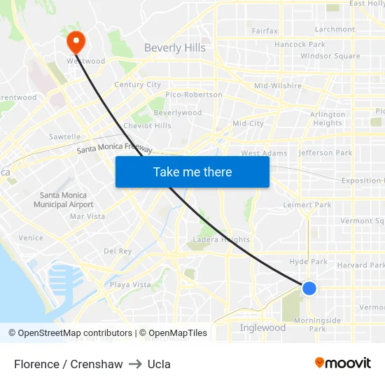 Florence / Crenshaw to Ucla map