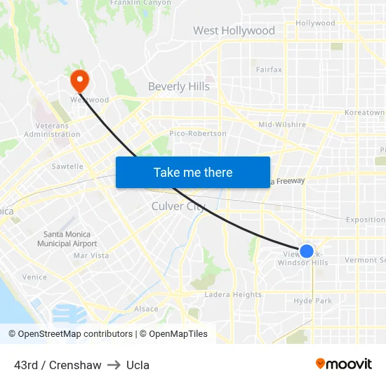 43rd / Crenshaw to Ucla map