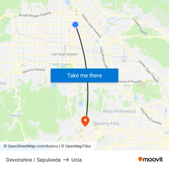 Devonshire / Sepulveda to Ucla map