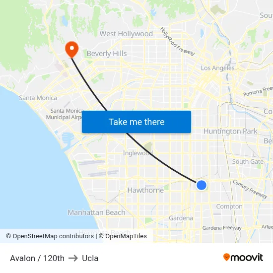 Avalon / 120th to Ucla map