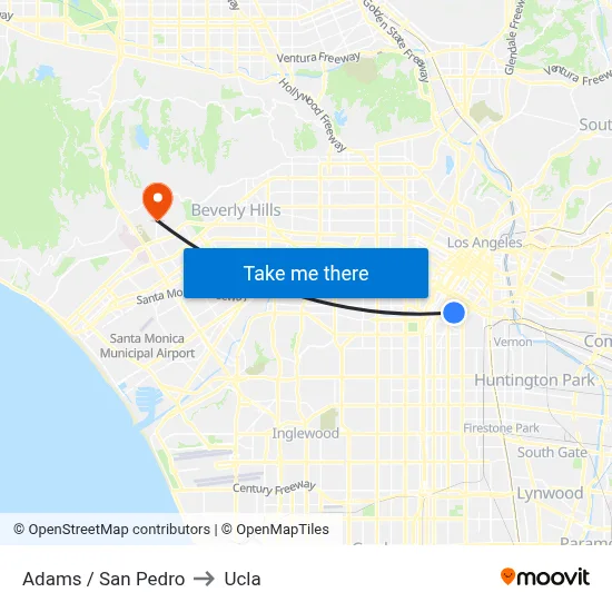 Adams / San Pedro to Ucla map