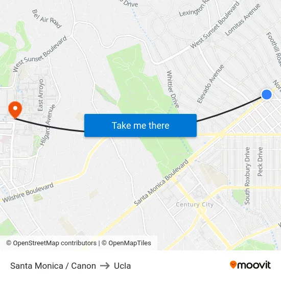 Santa Monica / Canon to Ucla map