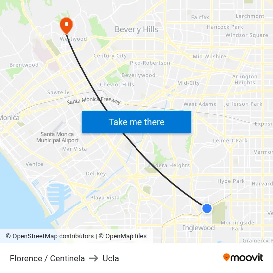 Florence / Centinela to Ucla map