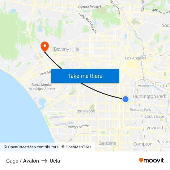 Gage / Avalon to Ucla map