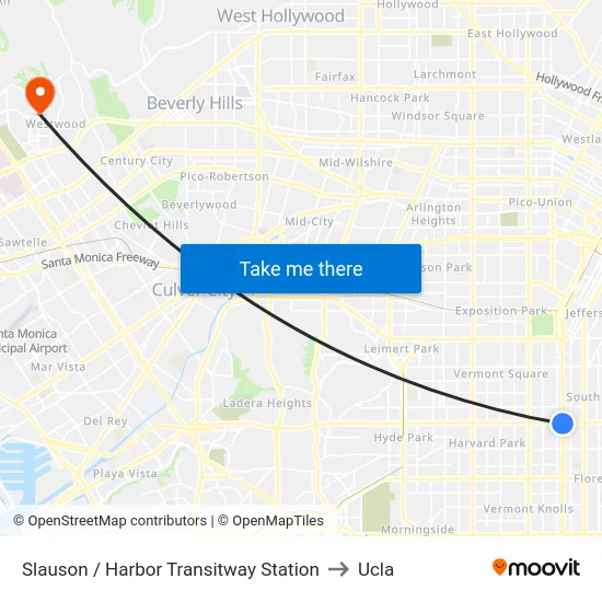 Slauson / Harbor Transitway Station to Ucla map