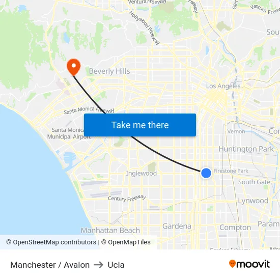 Manchester / Avalon to Ucla map