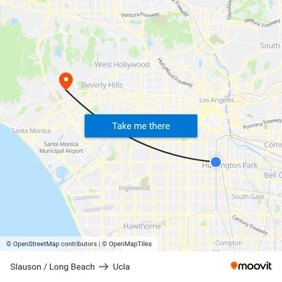 Slauson / Long Beach to Ucla map
