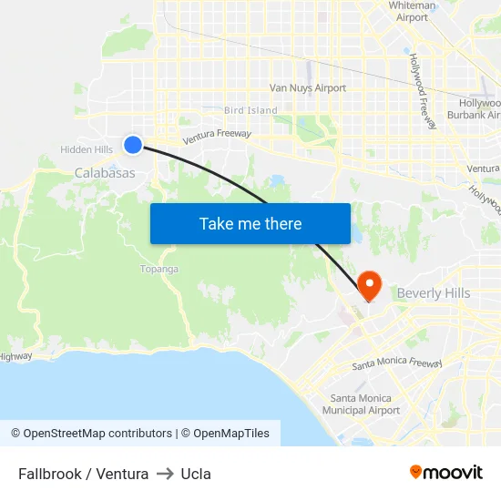 Fallbrook / Ventura to Ucla map