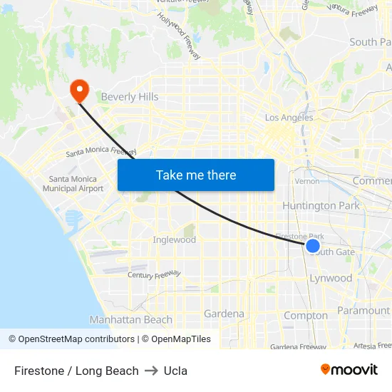 Firestone / Long Beach to Ucla map