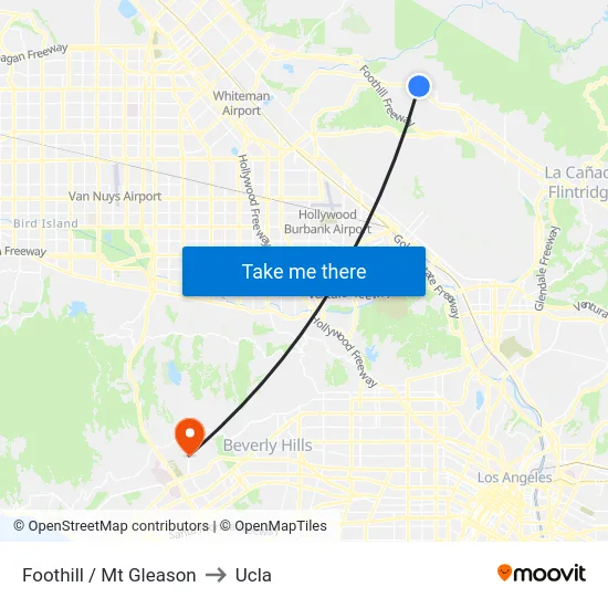 Foothill / Mt Gleason to Ucla map