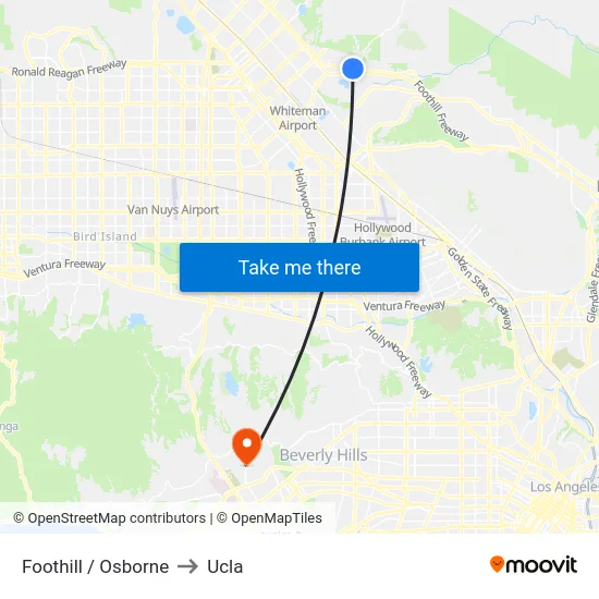 Foothill / Osborne to Ucla map