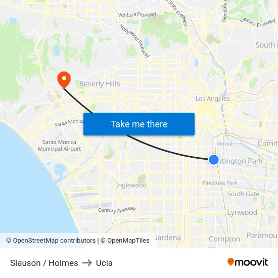 Slauson / Holmes to Ucla map