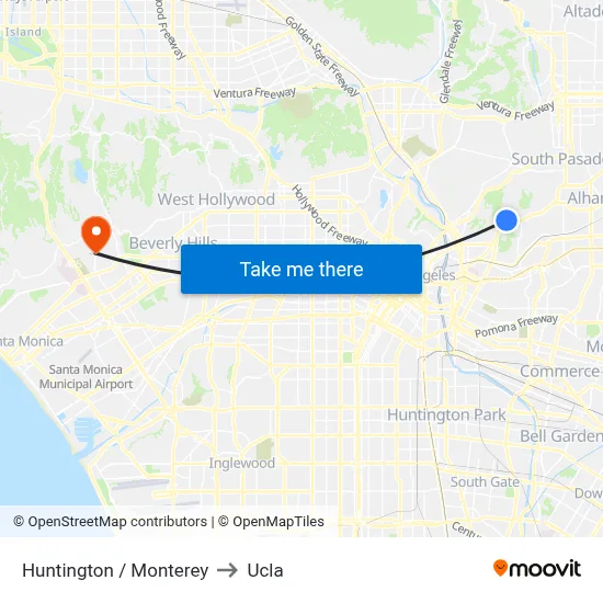 Huntington / Monterey to Ucla map
