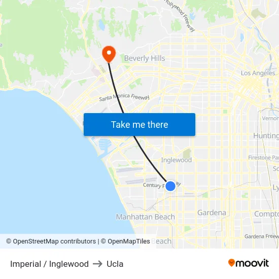 Imperial / Inglewood to Ucla map