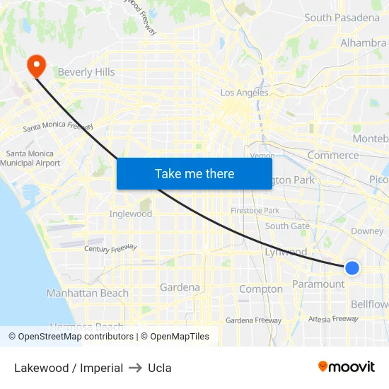 Lakewood / Imperial to Ucla map