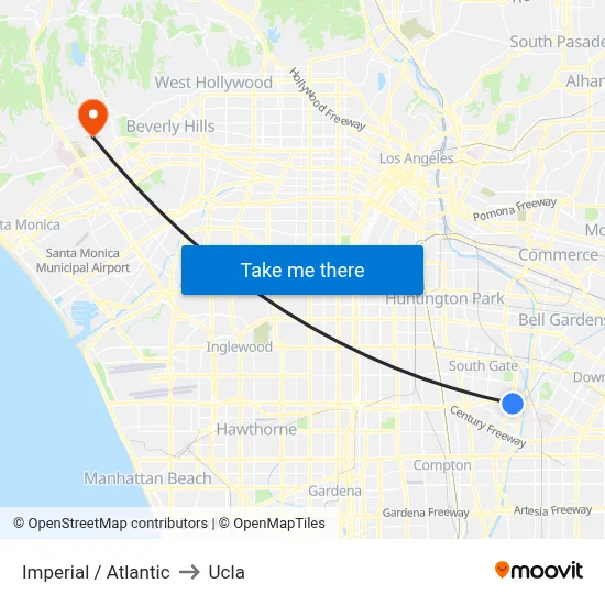 Imperial / Atlantic to Ucla map