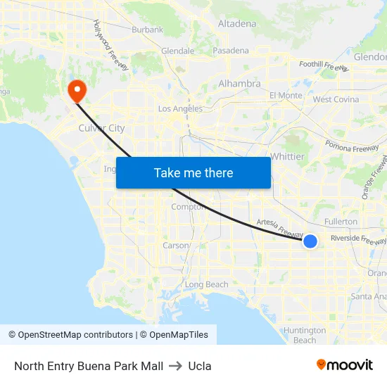 North Entry Buena Park Mall to Ucla map