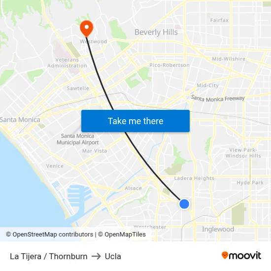 La Tijera / Thornburn to Ucla map