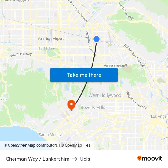 Sherman Way / Lankershim to Ucla map