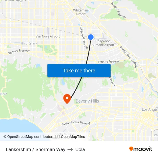 Lankershim / Sherman Way to Ucla map