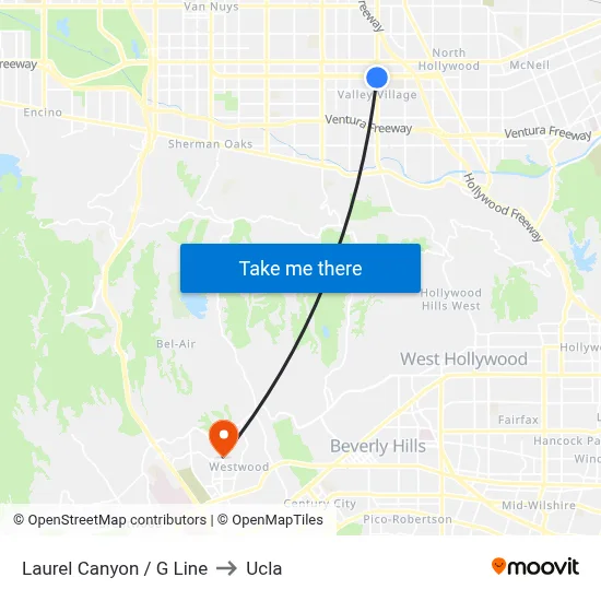 Laurel Canyon / G Line to Ucla map