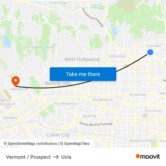 Vermont / Prospect to Ucla map