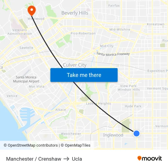Manchester / Crenshaw to Ucla map